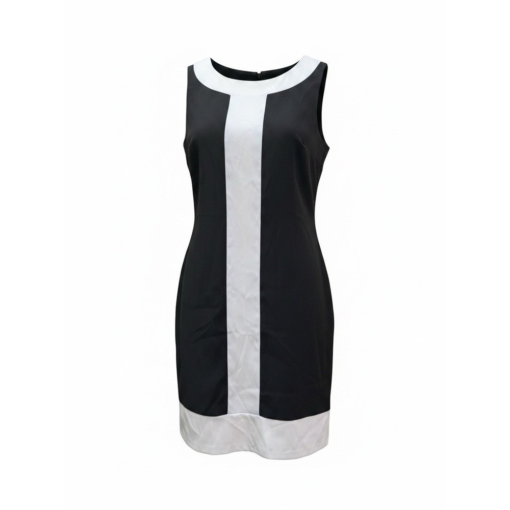 AGB Dress Size 10 Black White Colorblock Sleeveless Sheath Career Cocktail Mod